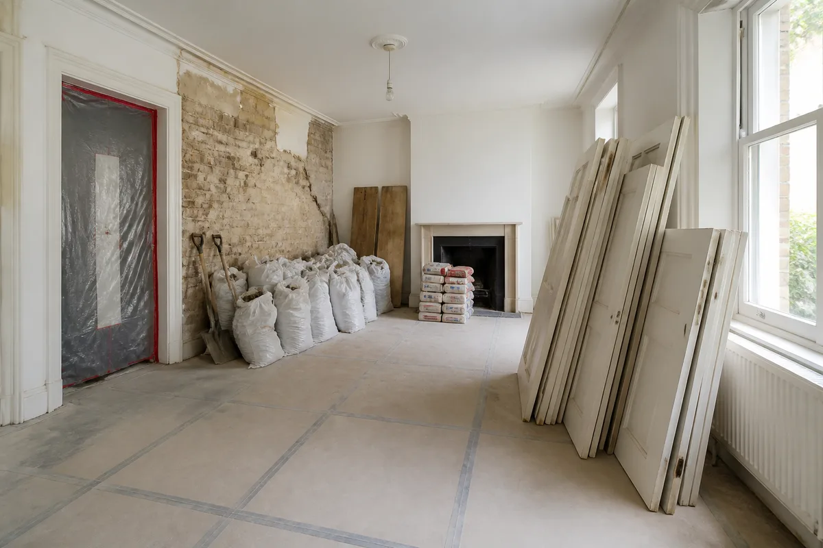 Préparation d’un chantier de rénovation avant la démolition dans une maison