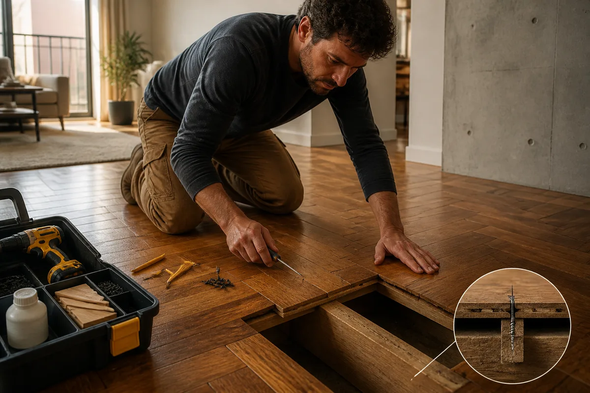 Sol qui grince : causes et réparation sans démonter le parquet