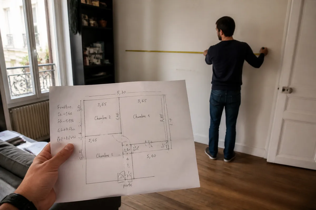 Manual survey of walls, doors, and windows before creating a 2D plan online